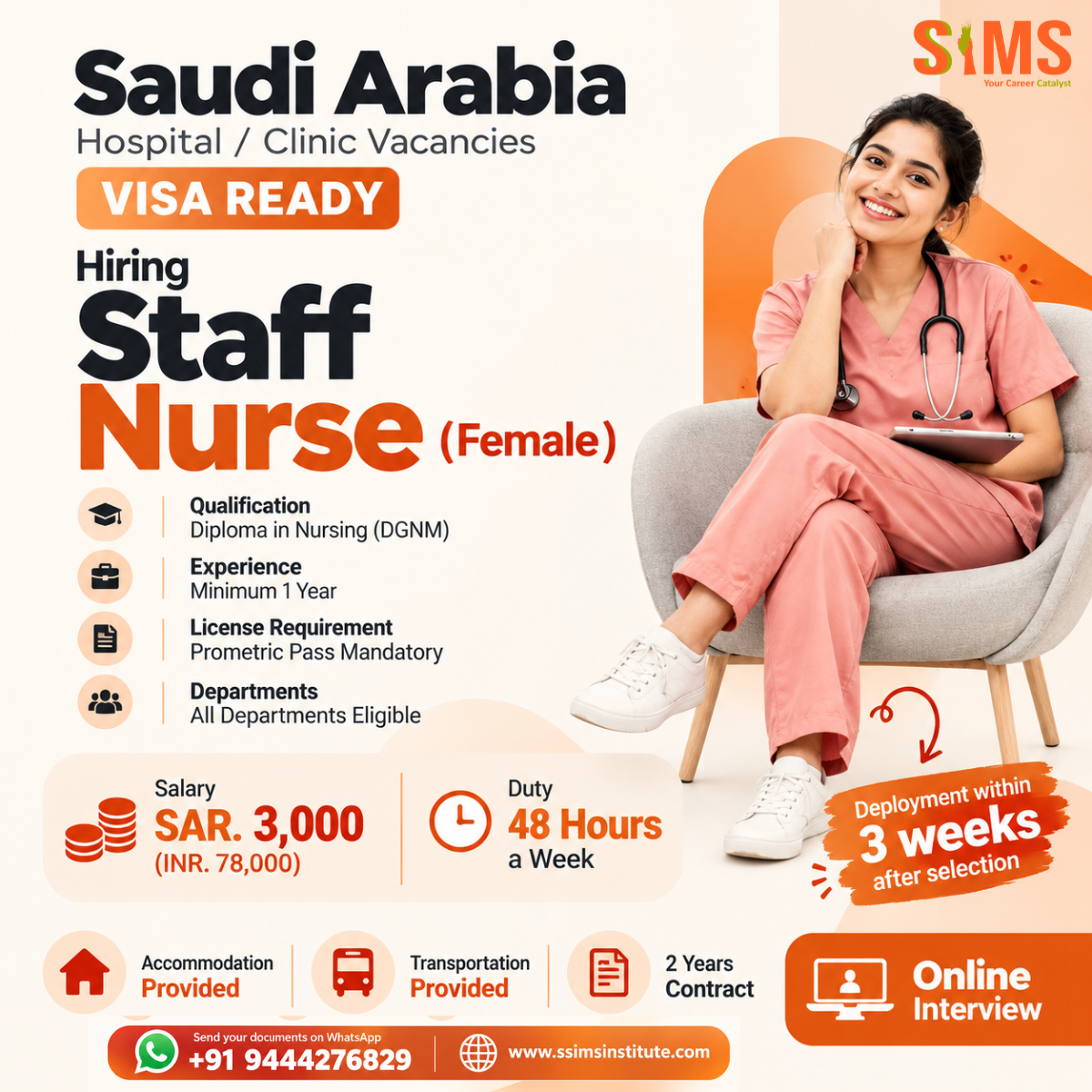 Staff Nurse Jobs in Saudi Arabia (Female) – Hospital & Clinic Vacancies, SAR 3,000, Visa Ready